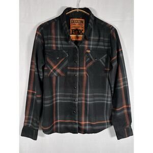 DIXXON Women's Plaid Button-Up Shirt - Black and Orange